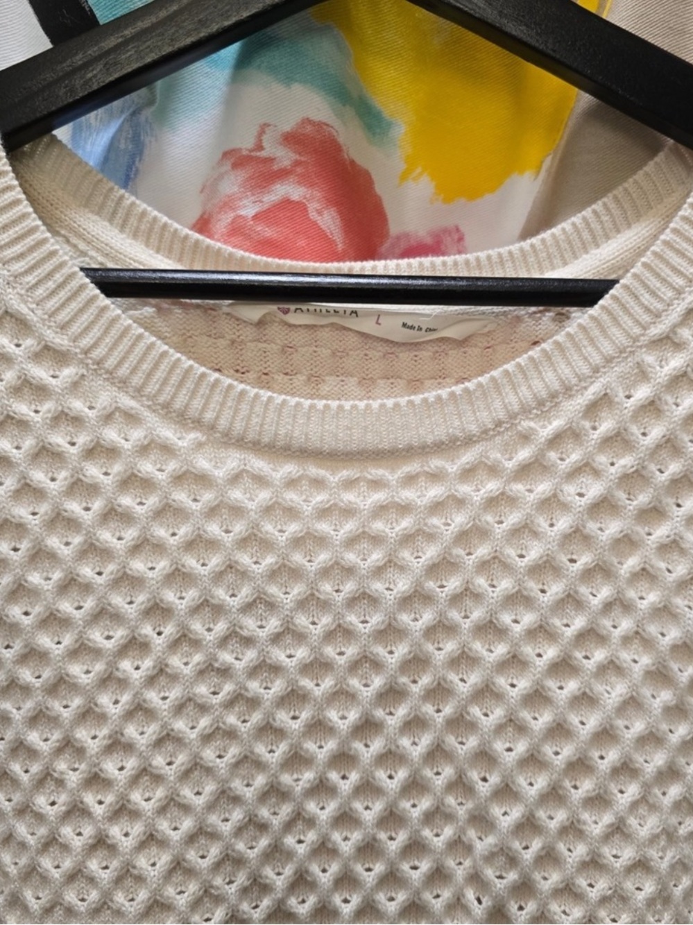 Athleta Women's Cream Knit Long Sleeve Sweater Merino Wool Blend Large - Picture 3 of 13